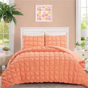 Makers Collective Square Puff Peach Comforter Set Twin/Twin XL‎ NEW